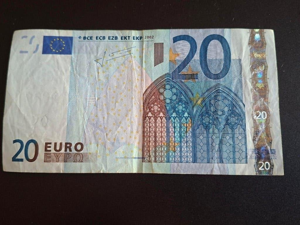 2002 Portugal 20 euro oude serie Trichet printcode U014, Postzegels en Munten, Bankbiljetten | Europa | Eurobiljetten, Verzenden