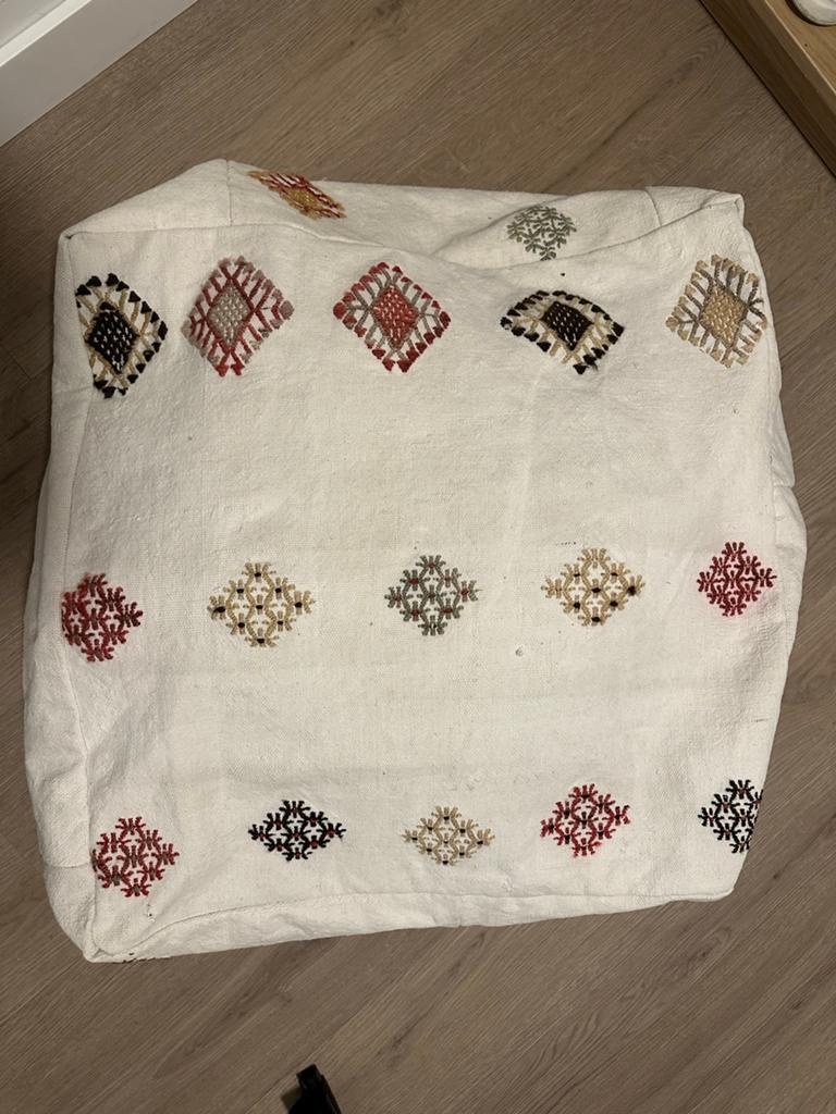 Vintage Kelim Poef 60x60x27cm - Handgemaakt uit Turkije, Huis en Inrichting, Gebruikt, Vierkant, Ophalen of Verzenden, Stof
