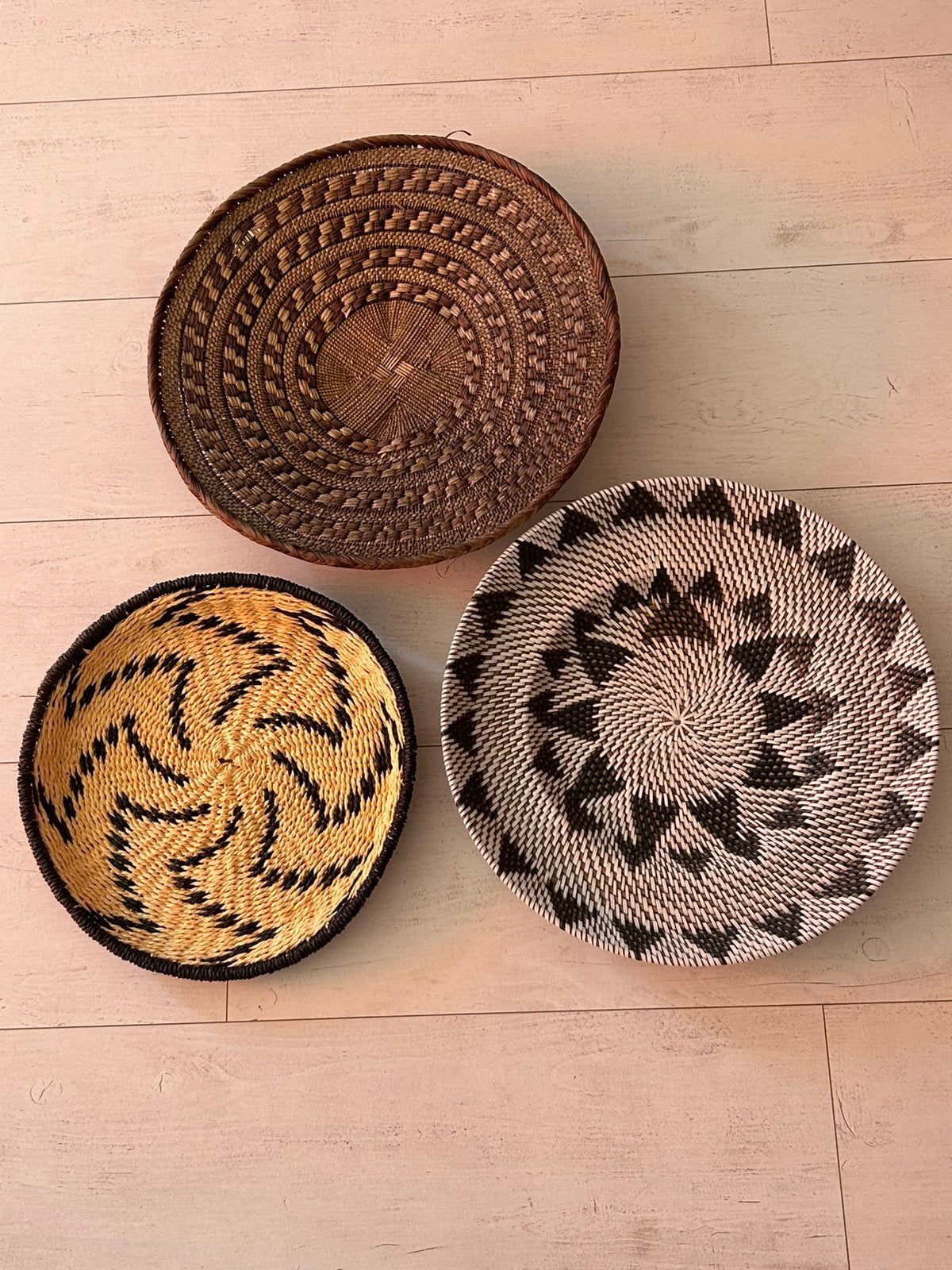 Set van 3 rotan wand manden ibiza boho stijl, Ophalen