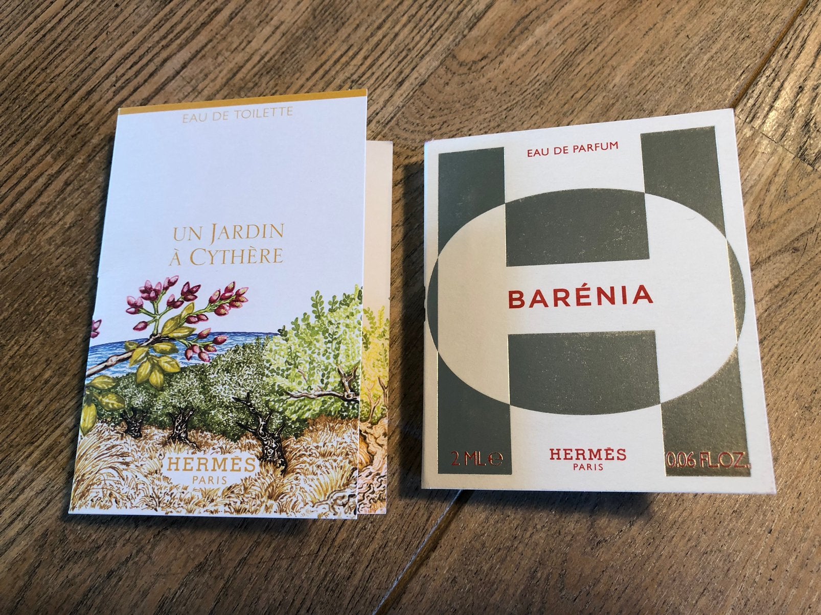Hermès Barenia&Cythère 2 parfumsamples Dames., Ophalen of Verzenden, Nieuw