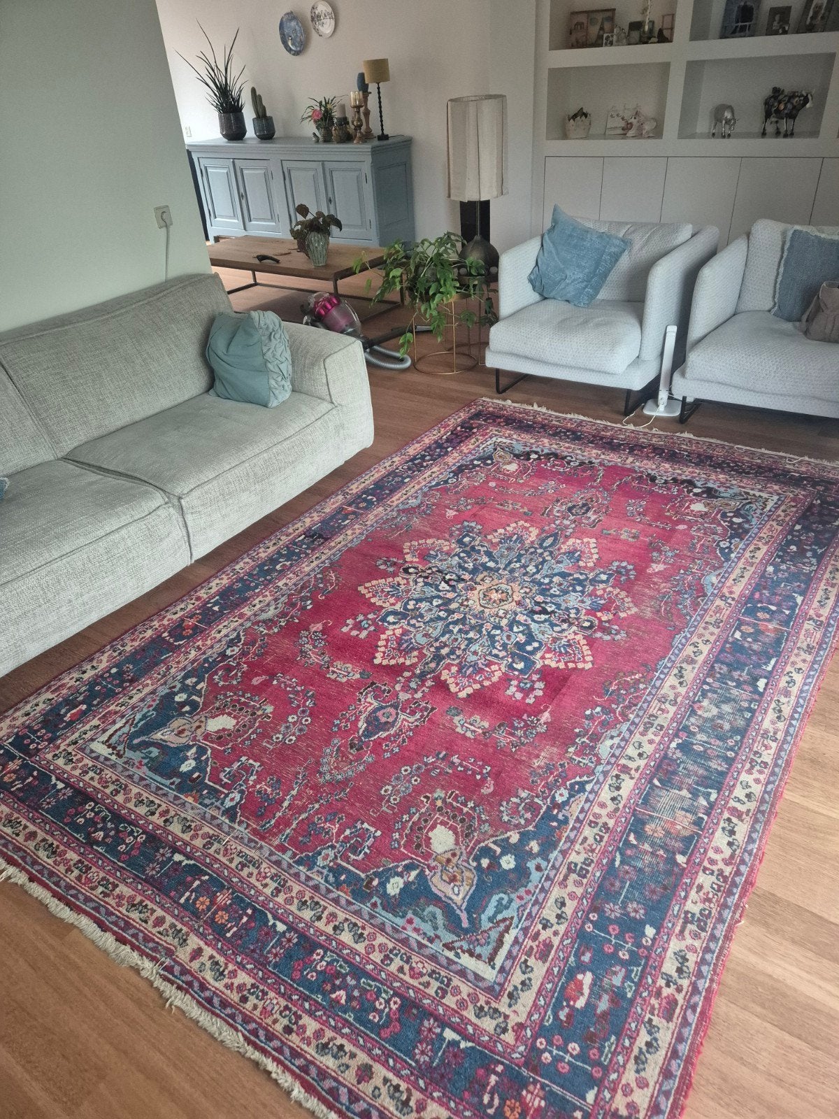 Perzisch vintage tapijt 200x300cm., Ophalen, Gebruikt, Geel, 150 tot 200 cm