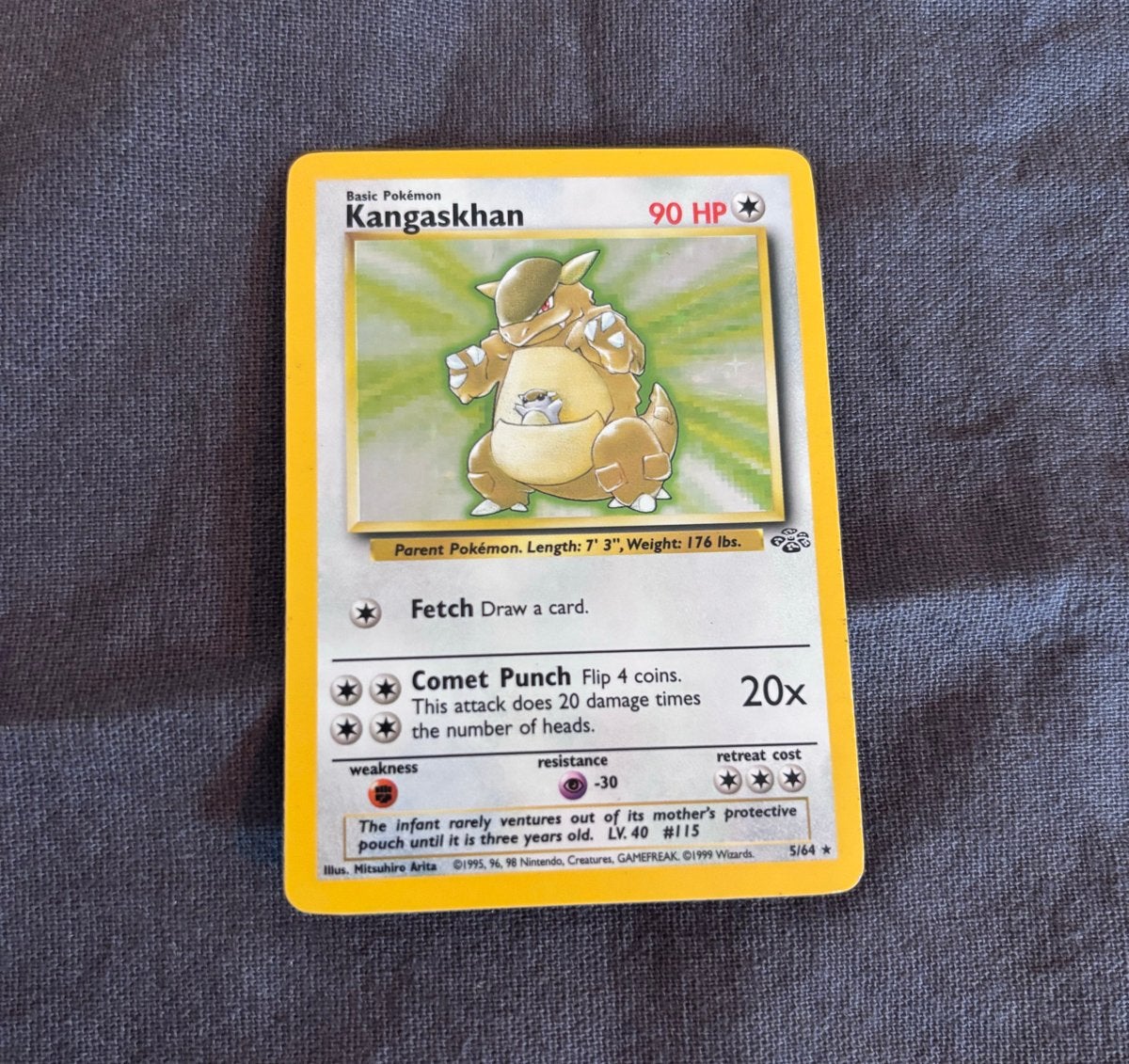 Kangaskhan holo Pokémon kaart - Jungle Set 5/64, Ophalen of Verzenden, Gebruikt, Losse kaart
