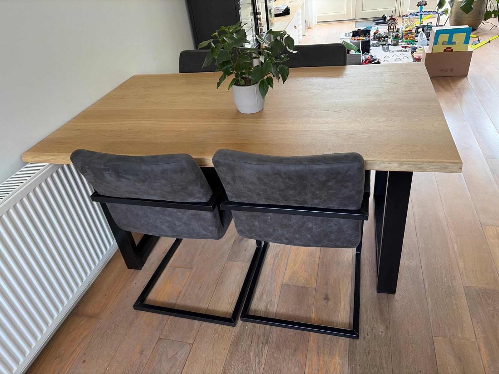 Eettafel met 4 stoelen van Leenbakker, Huis en Inrichting, Tafels | Eettafels, Ophalen, Gebruikt, 100 tot 150 cm, 50 tot 100 cm