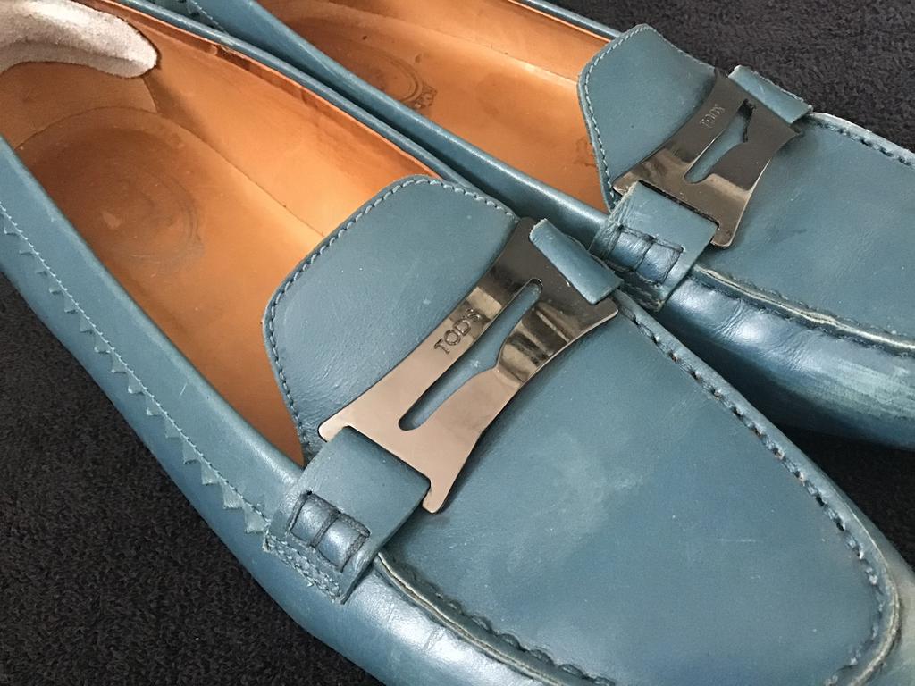 Vintage Tod’s Loafers Lichtblauw met gesp * Maat 41,5, Ophalen of Verzenden, Gedragen, Blauw, Instappers