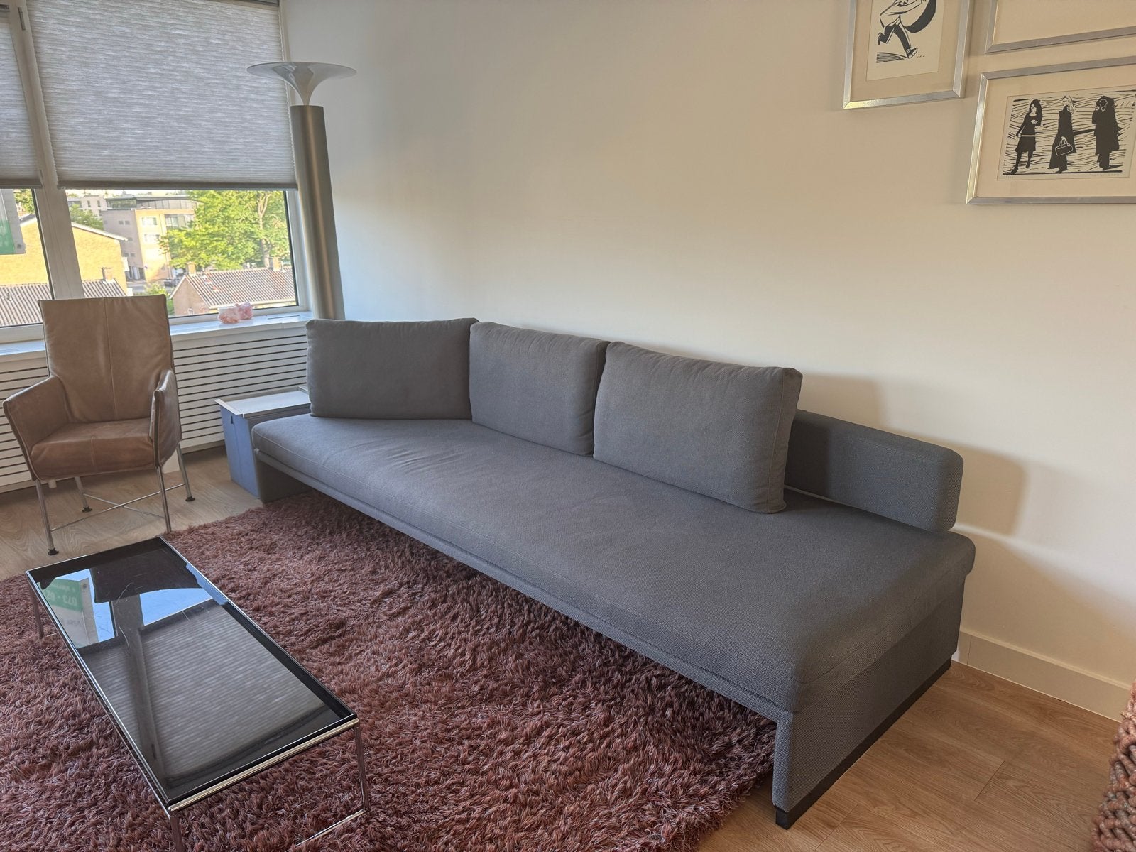Design bank Walter Knoll, grijs, gebruikt, Huis en Inrichting, Banken | Bankstellen, Ophalen, 250 tot 300 cm, Gebruikt, 75 tot 100 cm