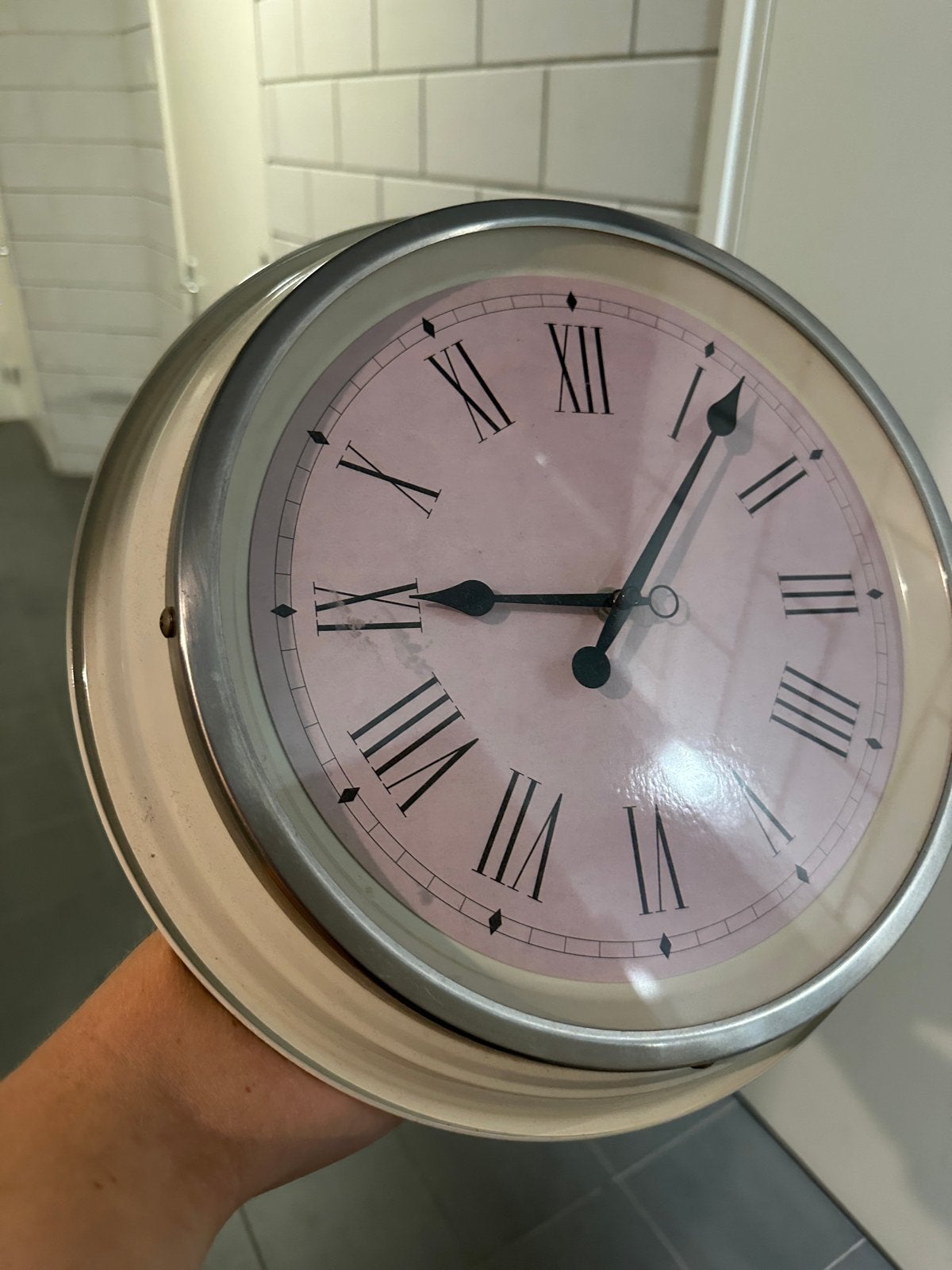 IKEA SKOVEL Wandklok - Roze/Zilver, Analoog, Ophalen, IKEA, Analoog, Werkt op batterijen