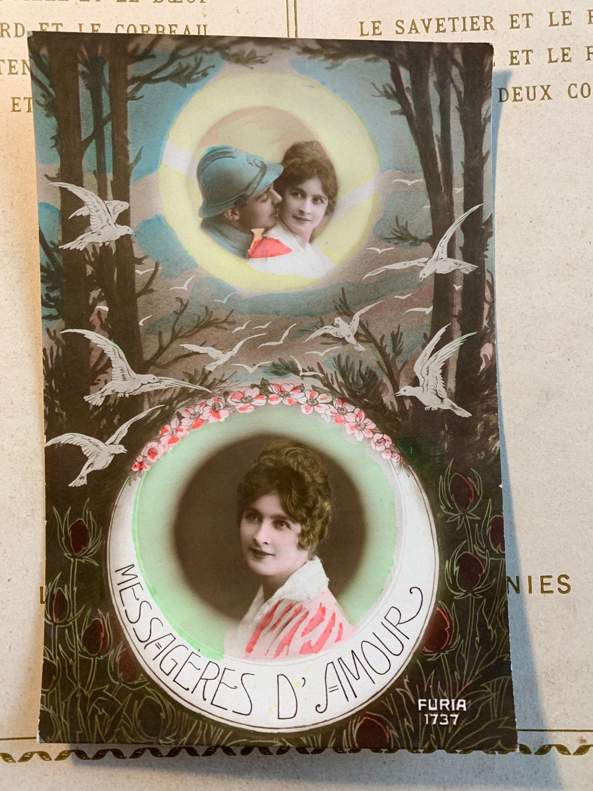 24-2-1917 Messagéres d’amour - van een militair (VM), Verzamelen, Ophalen of Verzenden, Voor 1920, Gelopen, Overige thema's