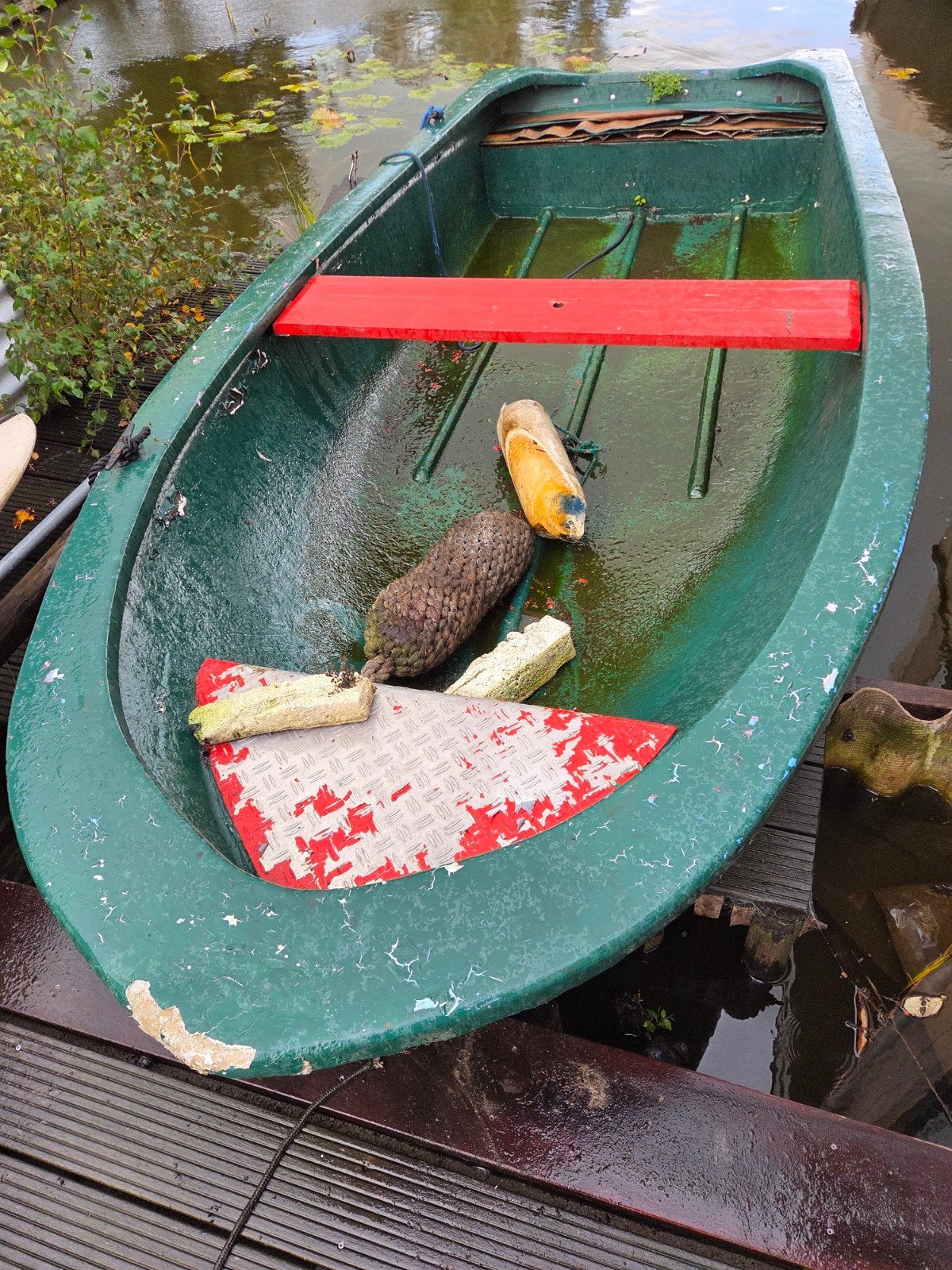 Groene polyester roeiboot, Ophalen of Verzenden, Gebruikt