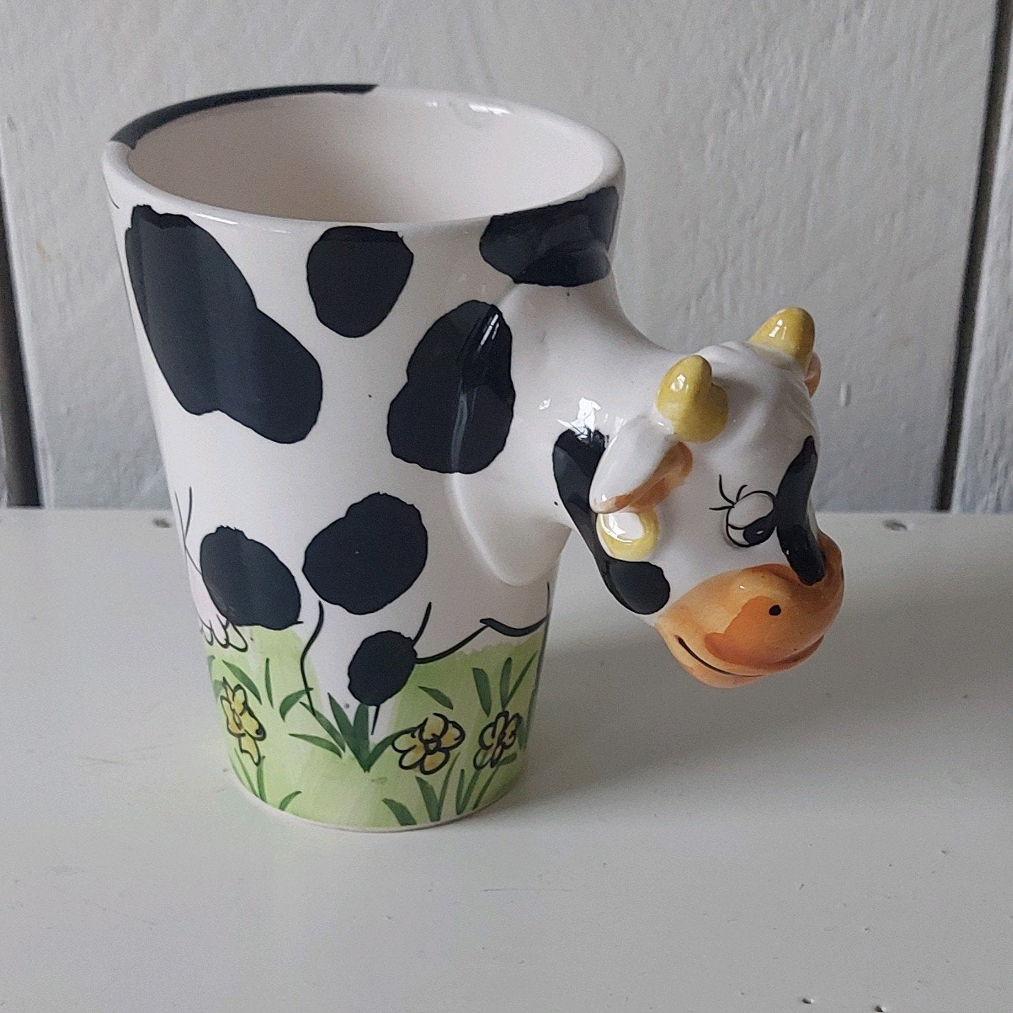 Mok koe Drinkbeker met koeienkop beker melk koffie thee, Ophalen of Verzenden, Overige stijlen, Kop(pen) en/of Schotel(s)