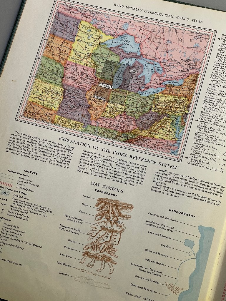 Rand Mc Nally Cosmopolitan World atlas 100th aniversary 1956, Overige atlassen, Ophalen of Verzenden, Zo goed als nieuw, 1800 tot 2000