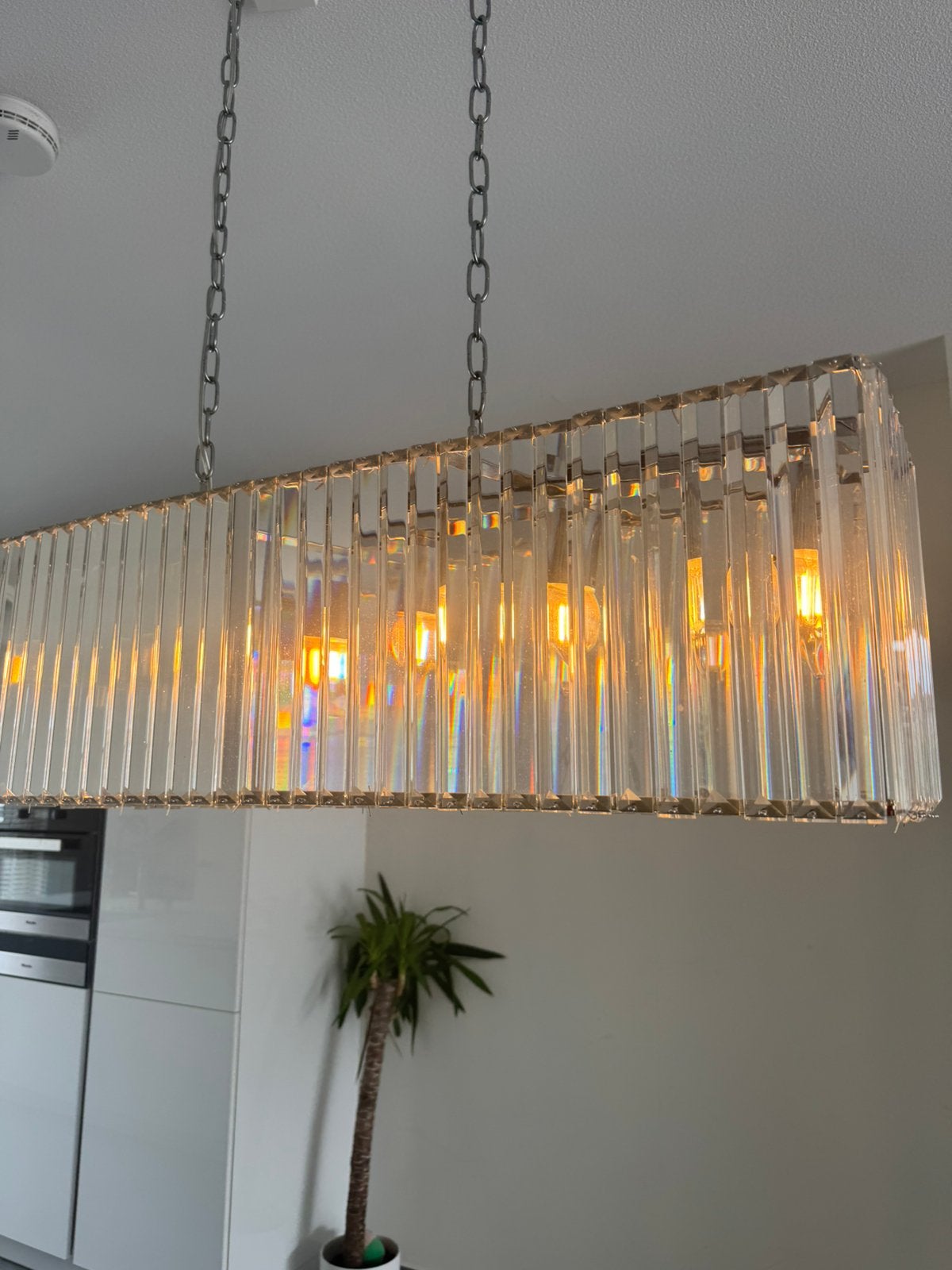 Hanglamp glas met 5 lichtpunten IN PERFECTE STAAT, Ophalen, Zo goed als nieuw, Glas