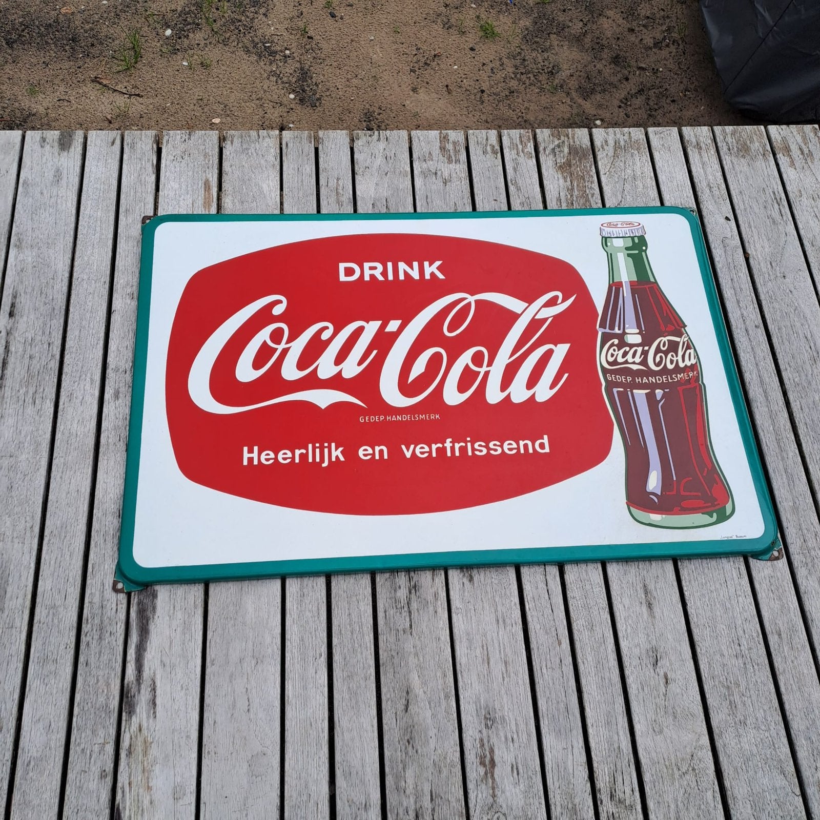 Coca-cola emaille reclamebord 73x48cm, Ophalen of Verzenden, Zo goed als nieuw, Reclamebord