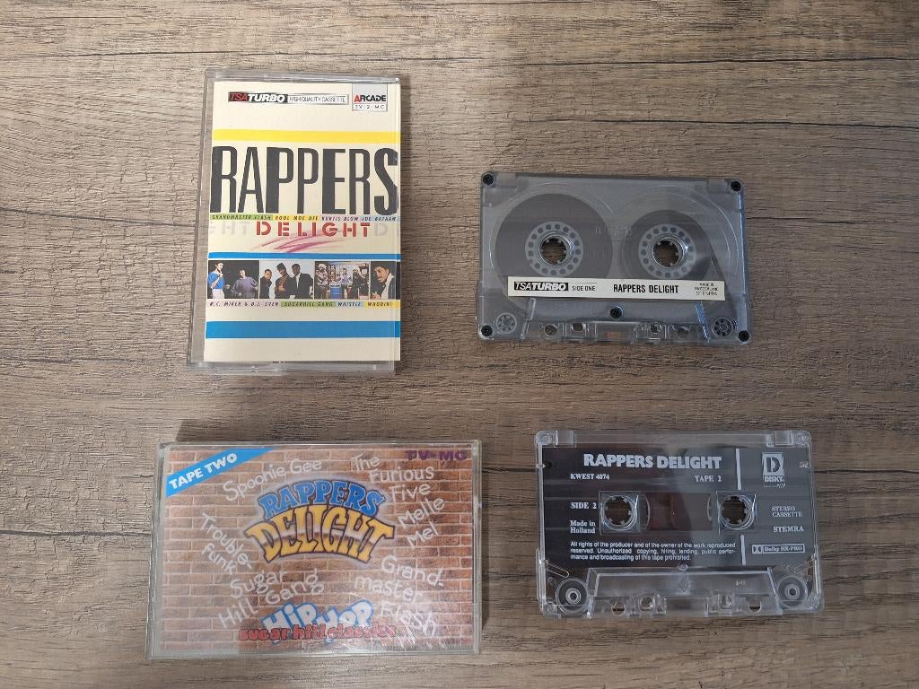 Vintage 2x originele RAP muziek cassettes Rappers Delight, Ophalen of Verzenden, Gebruikt, Overige genres, 2 t/m 25 bandjes