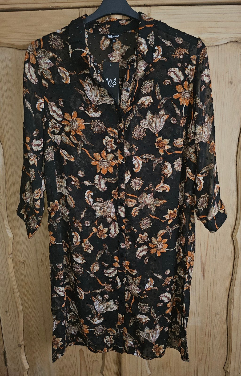 Nieuw- MS Mode Blouse/Tuniek met Bloemenprint maat 40., Kleding | Dames, Maat 38/40 (M), Zwart, Nieuw, Ophalen of Verzenden