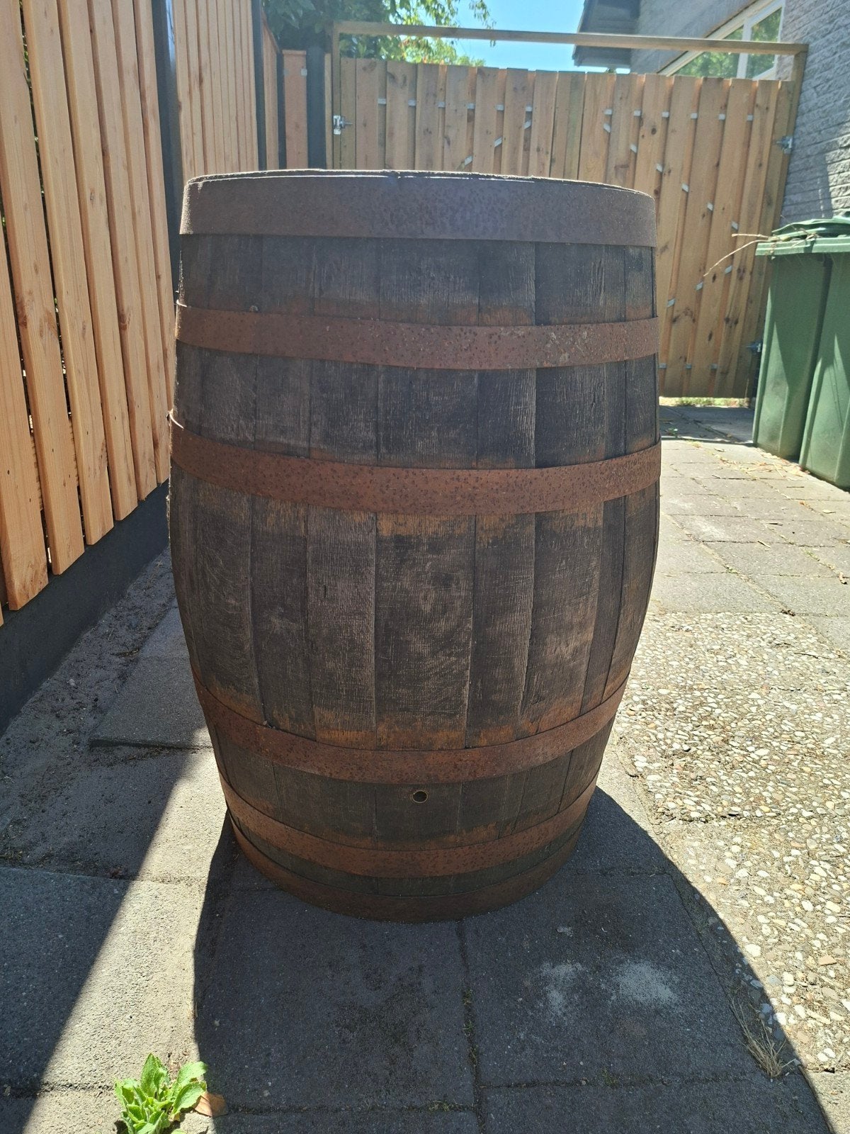 Regenton whiskyvat (170L) met afgebroken kraantje, Ophalen, Gebruikt, Met kraantje, 150 liter of meer