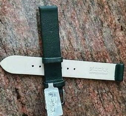 Graf horlogebandje groen 16 mm leder zilverkleurige gesp nw, Ophalen of Verzenden, Nieuw