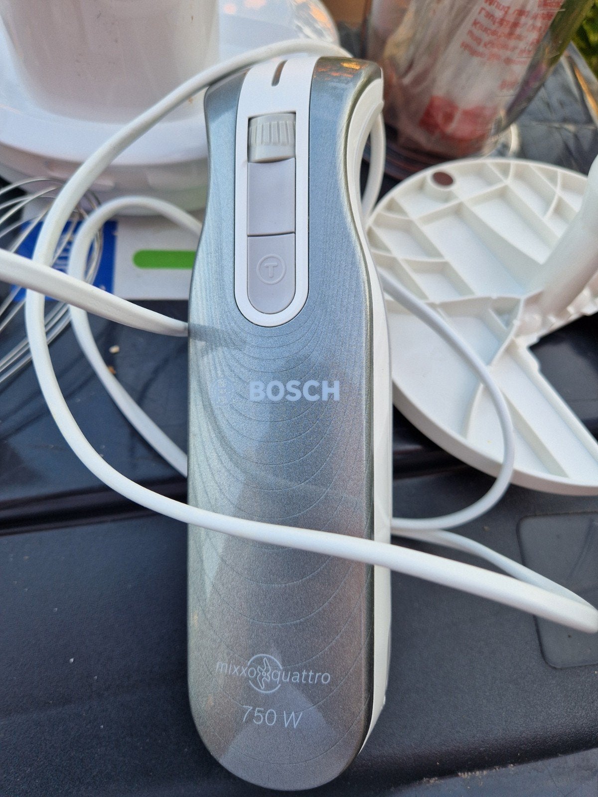 Bosch Mixxo Quattro Staafmixer Set - 750W, Gebruikt, 2 snelheden, Ophalen of Verzenden, Vaatwasserbestendig