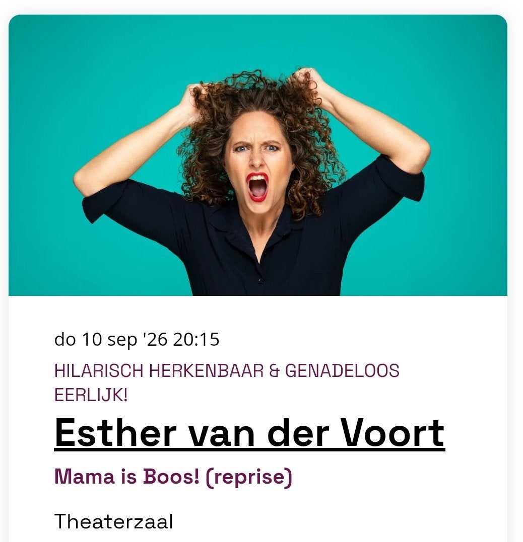 1x Esther van der Voort - do 10 sep 26 Markant Theater Uden, Tickets en Kaartjes, Eén persoon, September