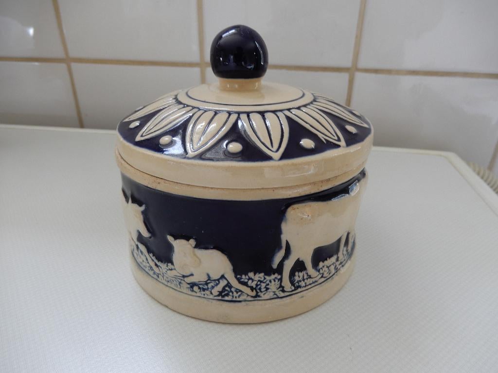 schaaltje met deksel, afbeelding koeien, oud (Marzi en Remy), Ophalen of Verzenden