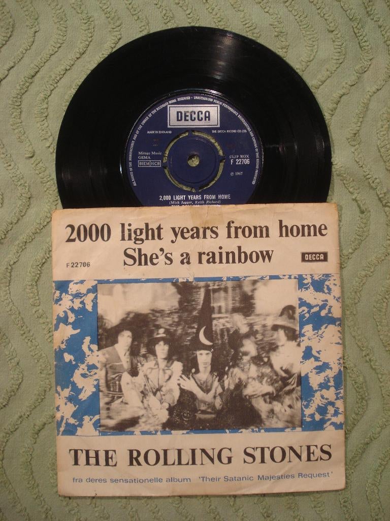 Rolling Stones 7": ‘2000 Light Years From Home’ (Denemarken), 7 inch, Single, Ophalen of Verzenden, Zo goed als nieuw