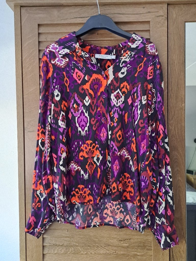 Costes Paars bruine blouse maat S 36 print, Kleding | Dames, Paars, Ophalen of Verzenden, Zo goed als nieuw, Costes