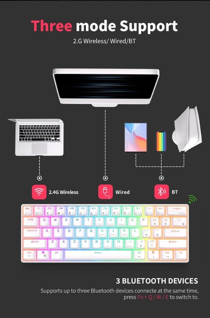 Royal Kludge RK61 - Gaming Keyboard zwart - Mechanisch, Theodoor Colenbranderhof 9, 3059LC Rotterdam, Nederland, Royal Kludge rk61