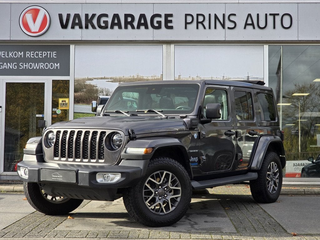 Jeep Wrangler Unlimited 4xe 380 Sahara Sky One-Touch Power T, Automatische klimaatregeling, 1995 cc, Zwart, 4 cilinders
