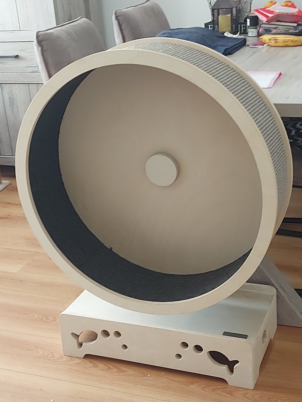 Draaien rad voor katten., Ophalen