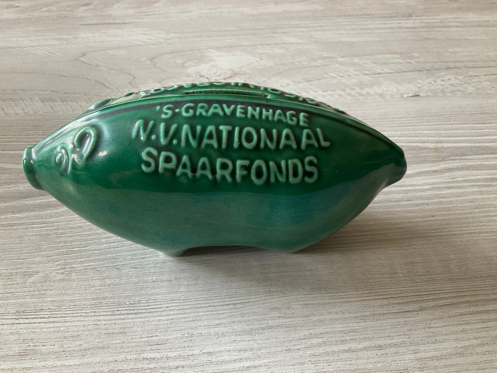 Vintage spaarpot  Nationaal Spaarfonds, Ophalen of Verzenden, Gebruikt, Steen, Aardewerk of Keramiek, Dier