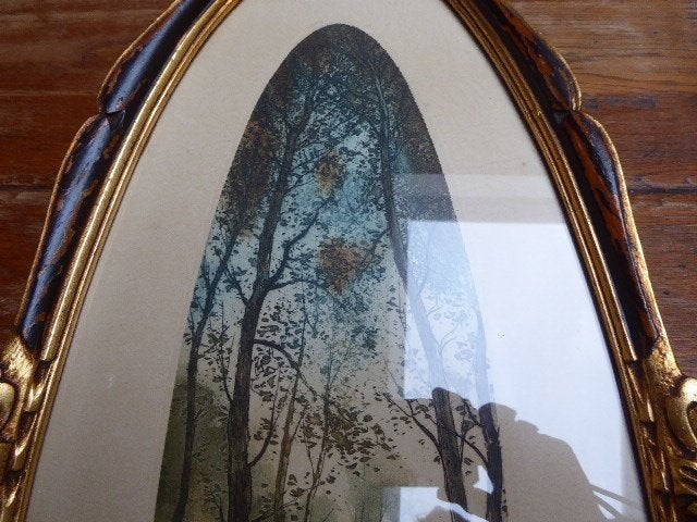 mooi ingekleurde litho in prachtige lijst, Ophalen of Verzenden