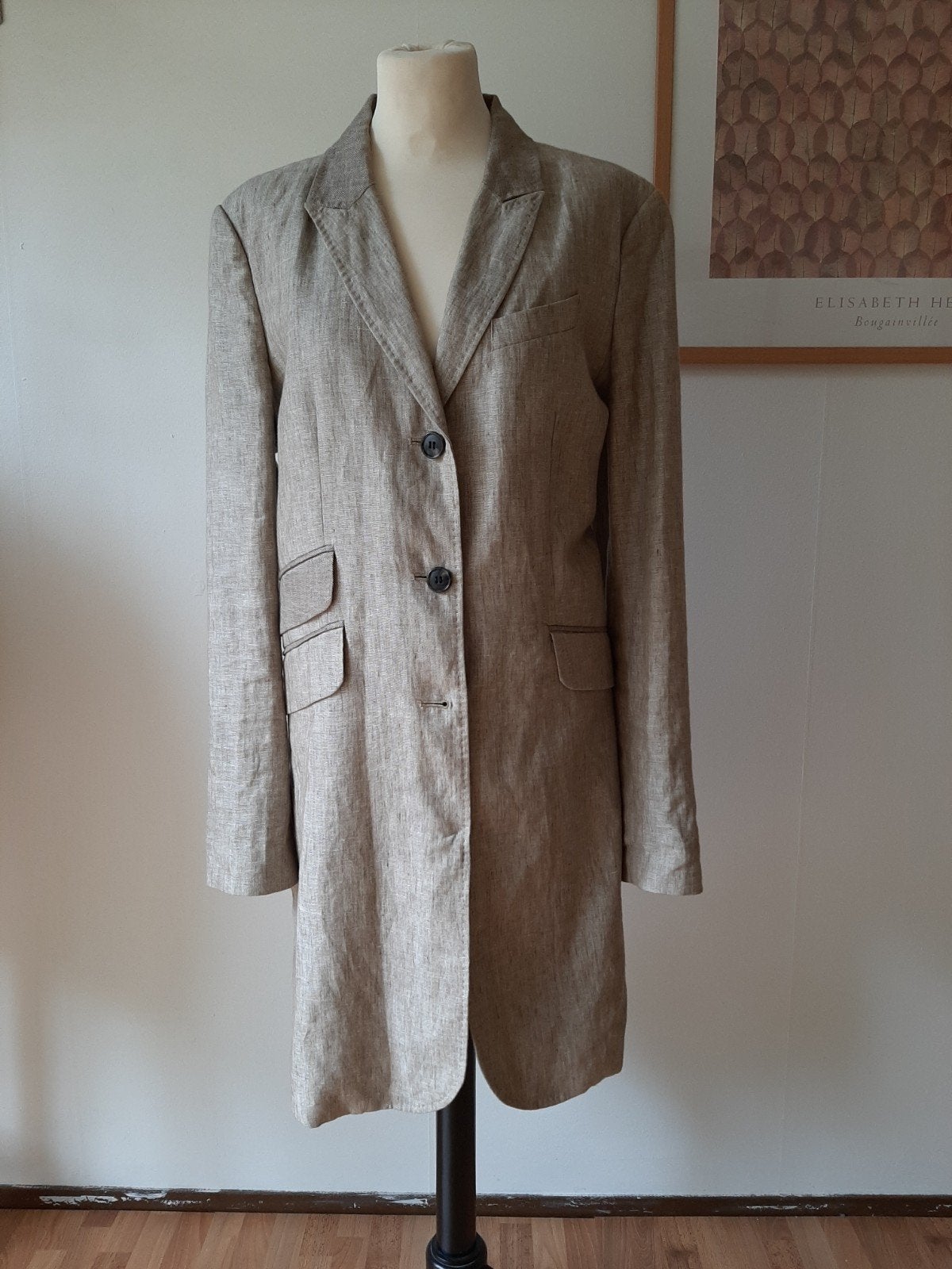 Elegant 100%  linnen en gevoerd colbert/jas van EICKHOFF, Beige, EICKHOFF, Maat 42/44 (L), Ophalen of Verzenden