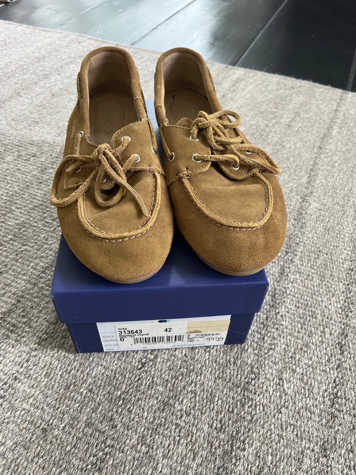 Posa Moccasins Cognac - Maat 42 NIEUW, Ophalen of Verzenden, Nieuw, Bruin, Espadrilles of Moccasins