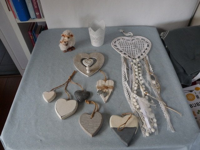 witte woondecoratie hartjes, theelichtjes ,schaapjes, Overige materialen, Ophalen of Verzenden, Wit, Landelijk