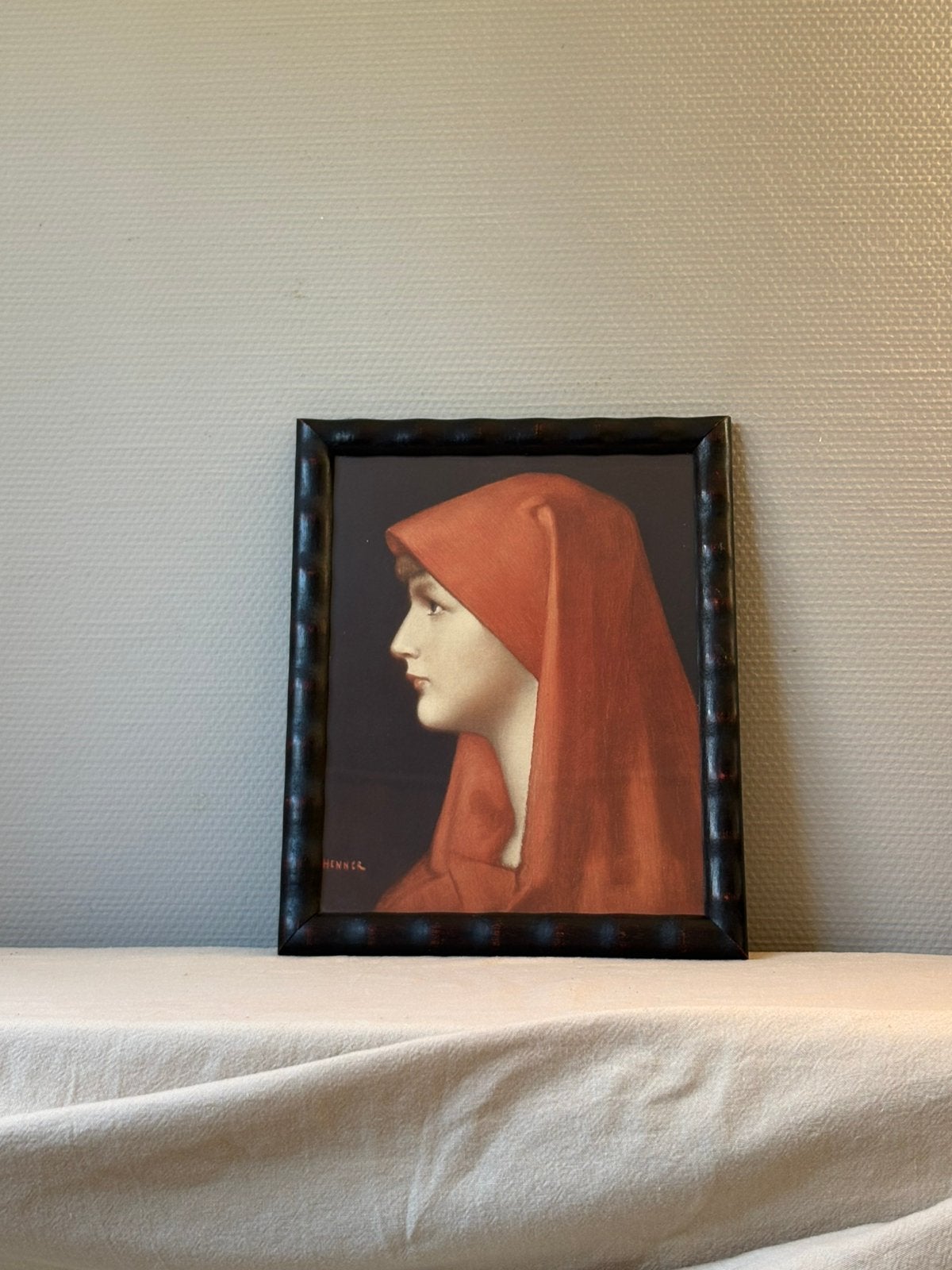Vintage reproductie jaren50 ‘Fabiola’ | faux bamboe lijst, Ophalen of Verzenden