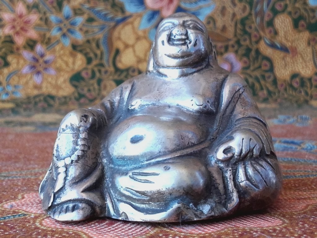 Origineel oud Chinees brons beeldje van Boeddha 5 cm.