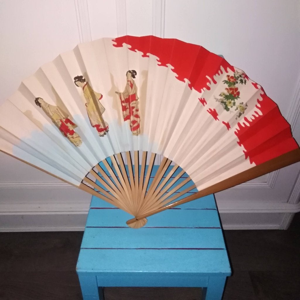 Chinese en Japanse opvouwbare handwaaiers 2 stuks, Ophalen, Gebruikt, Meerkleurig, Overige stijlen