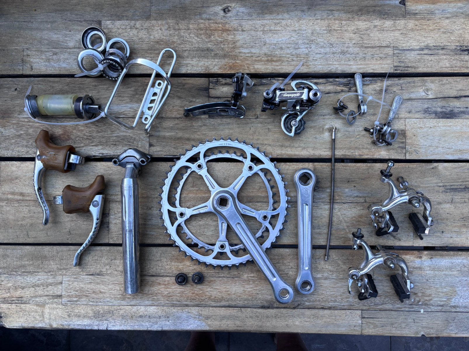 Vintage Campagnolo Super Record groepset, Gebruikt, Ophalen of Verzenden, Derailleur of Ketting, Aluminium
