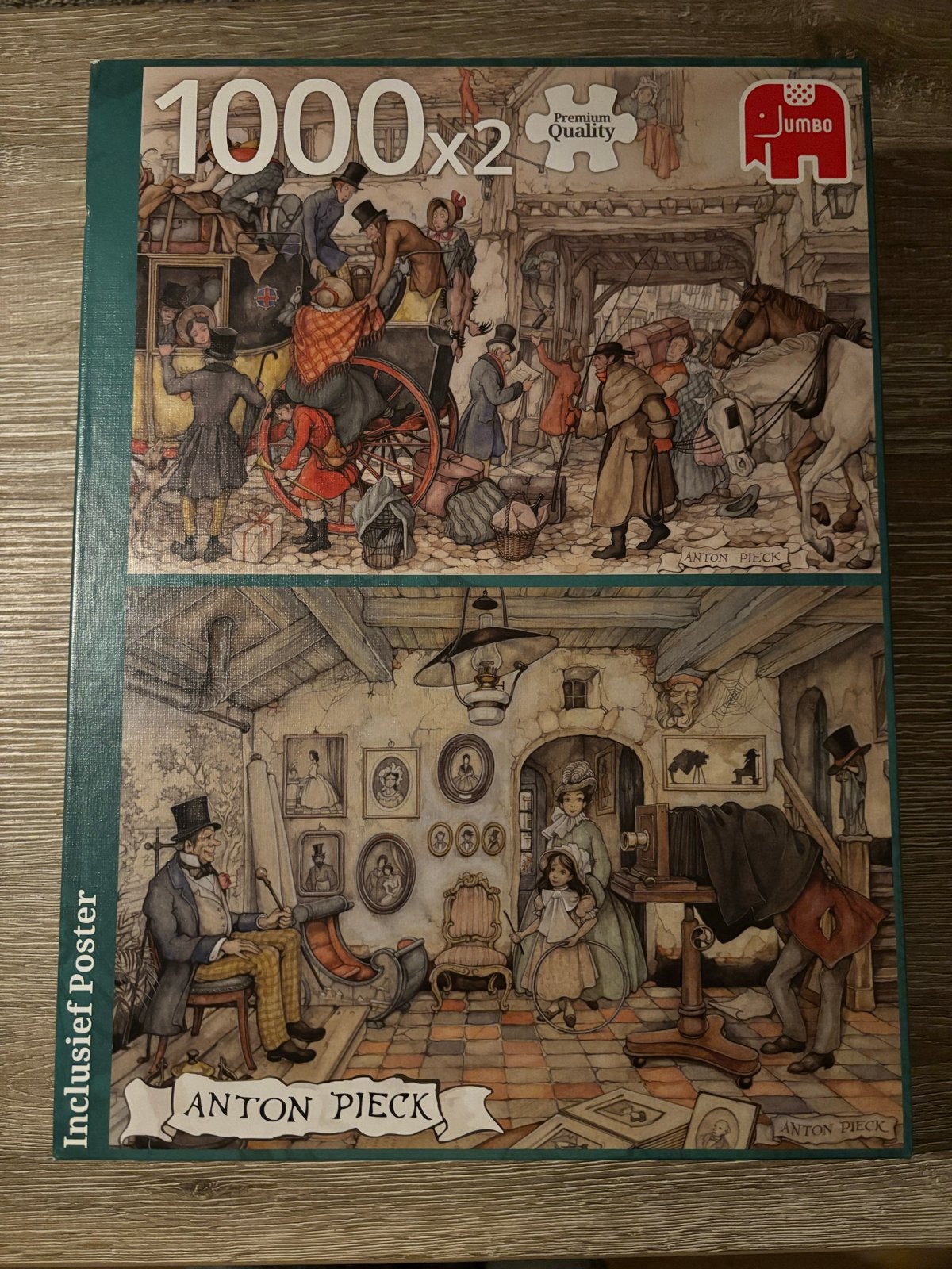 Jumbo Anton Pieck Puzzel 2x1000 stukjes - Premium Quality, Ophalen of Verzenden, 500 t/m 1500 stukjes, Zo goed als nieuw, Legpuzzel