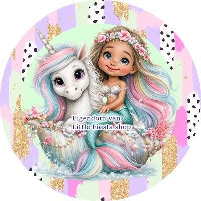 lf1046 ouwel zeemeermin eenhoorn 20x4,7cm eetbare rondjes, Ophalen of Verzenden, Nieuw, Cupcakes, Versiering