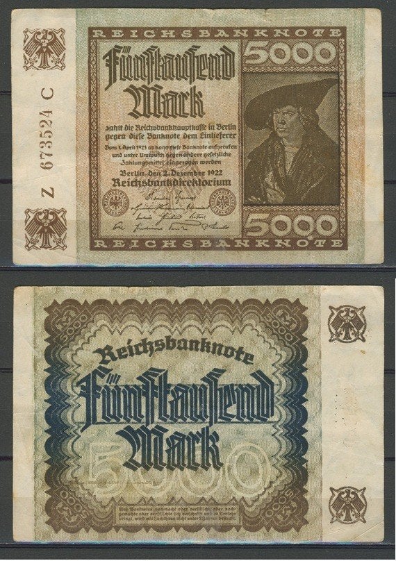 Berlin 5000 Mark 1922 Reichsbanknote Notgeld Biljet c-2 jdu, Ophalen of Verzenden, Duitsland, Los biljet