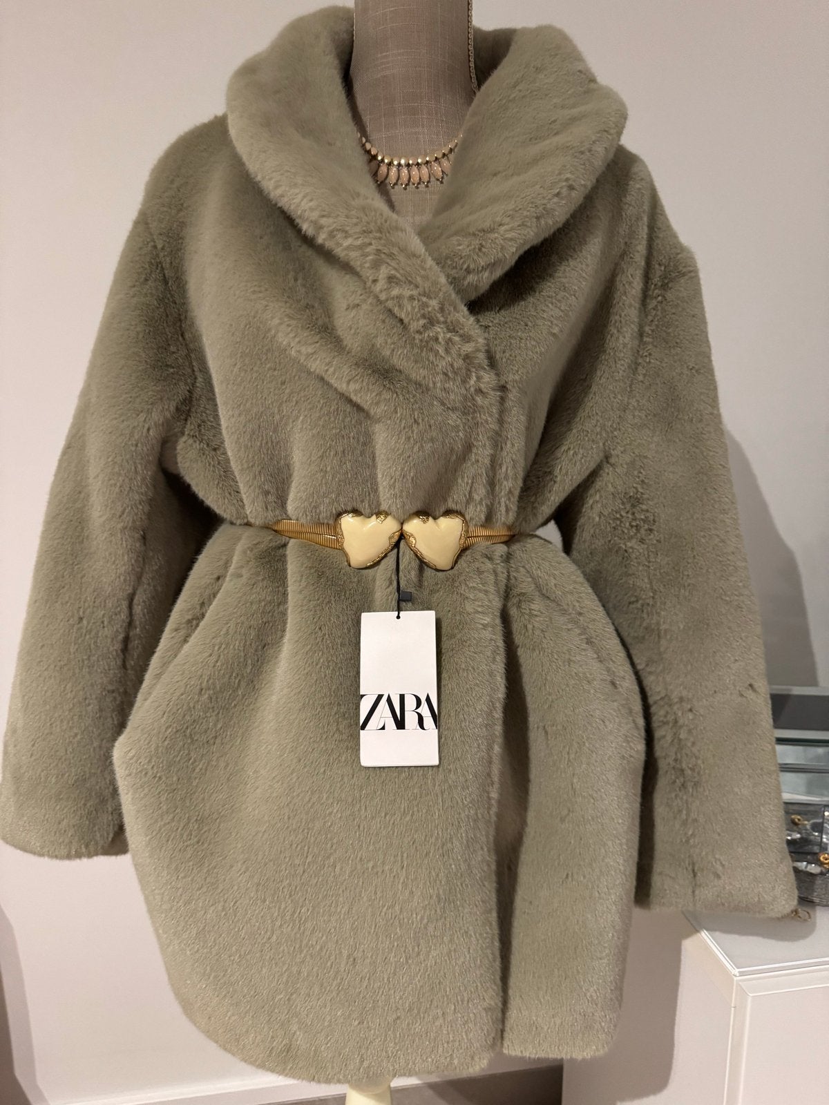Nieuwe Sage Kleur Bontjas - Oversized Maat S, Ophalen of Verzenden, Nieuw, Maat 36 (S), Groen