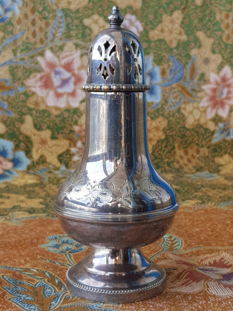 Antieke silverplate strooier uit Engeland 16,2 cm., Antiek en Kunst, Ophalen of Verzenden