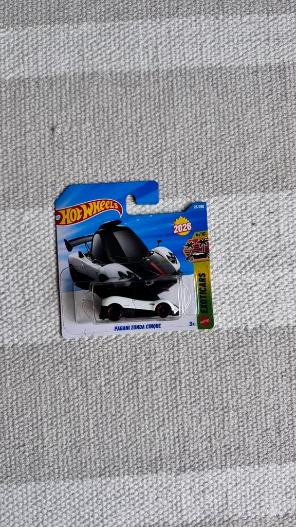 Hot Wheels Pagani Zonda Cinque Wit met Zwart - 2026 Exotics, Ophalen, Nieuw