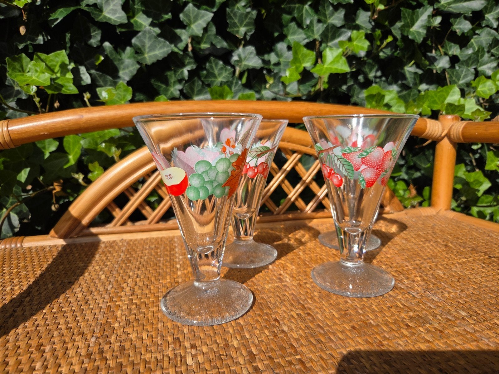 Set van 4 vintage Luminarc ijscoupes met fruitdecor, Antiek en Kunst, Ophalen of Verzenden