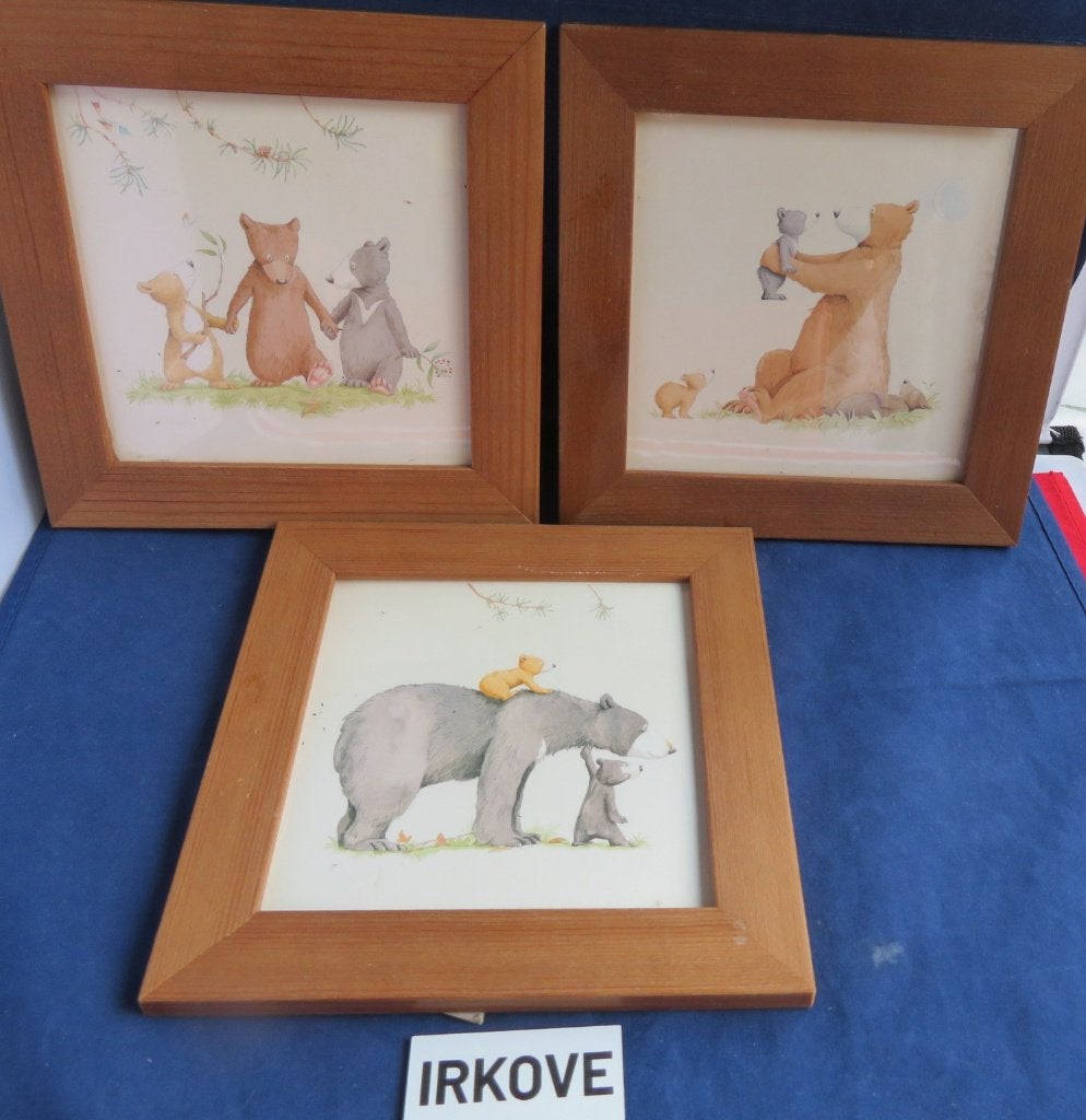 VOOR DE KINDERKAMER * DRIE LIJSTJES MET BEREN * Ikea *, Verzenden, Ingelijst, Nieuw, Wanddecoratie