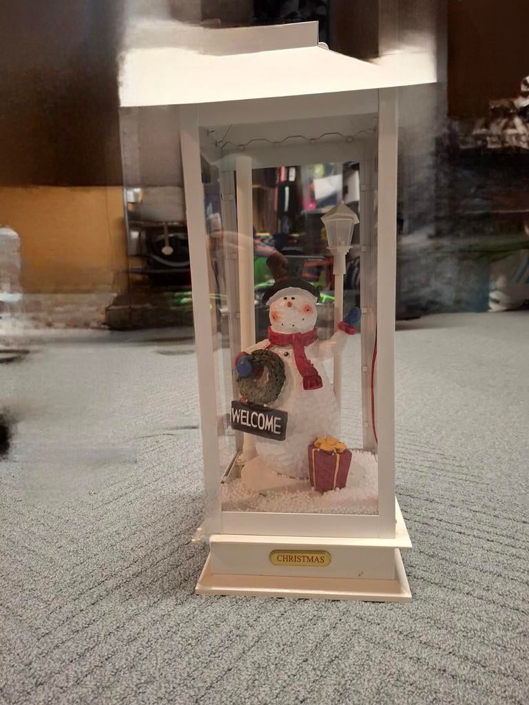 GRATIS Lantaarn met sneeuwpop (licht en geluid), Ophalen, Gebruikt