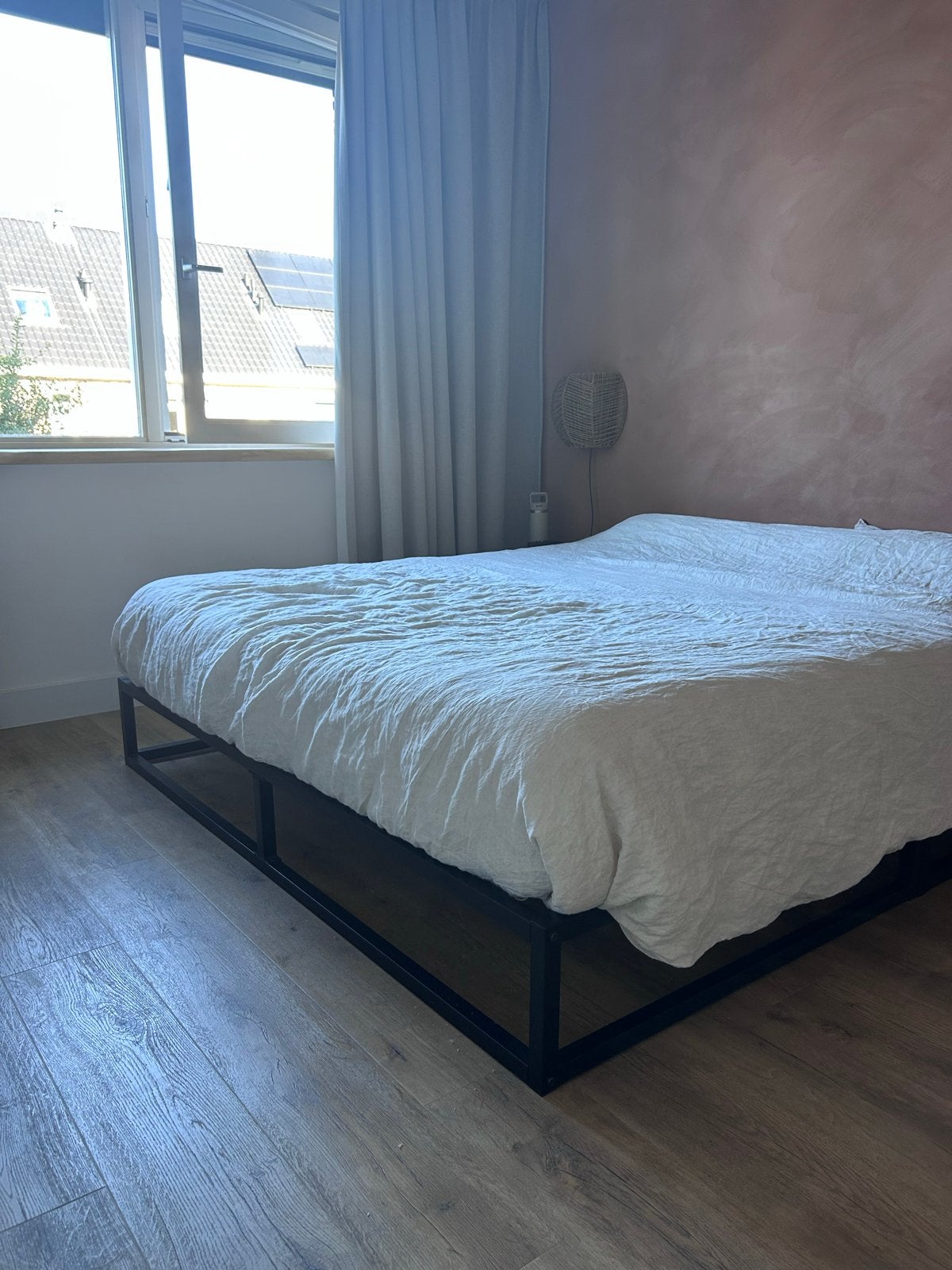 Emma metalen frame met lattenbodem - Zwarr, Ophalen, Zwart, Tweepersoons, 140 cm