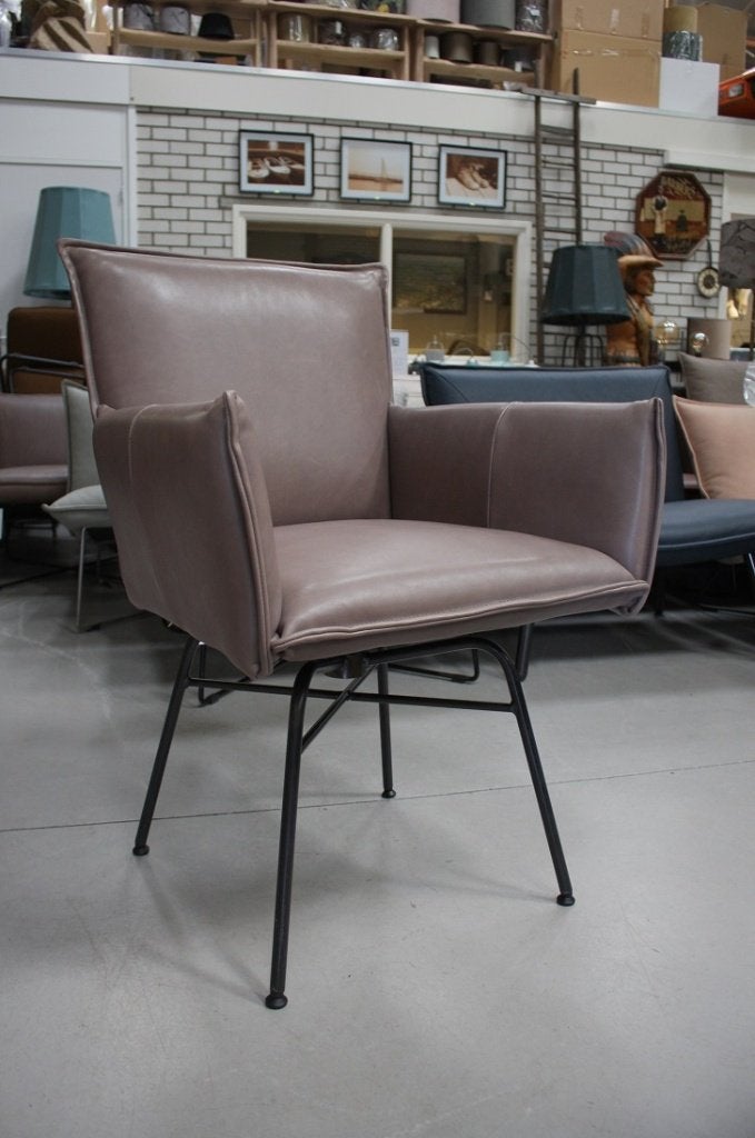 4 luxe eetkamerstoelen Sanne Jess Design leer stof naturel, Huis en Inrichting, Ophalen, Zo goed als nieuw, Leer, Vier