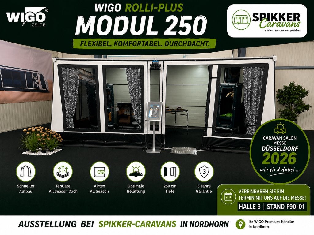 Caravan Salon Düsseldorf 2026 met WIGO..wij zijn erbij!, Rondzit, Bedrijf, Meer dan 6, Luifel