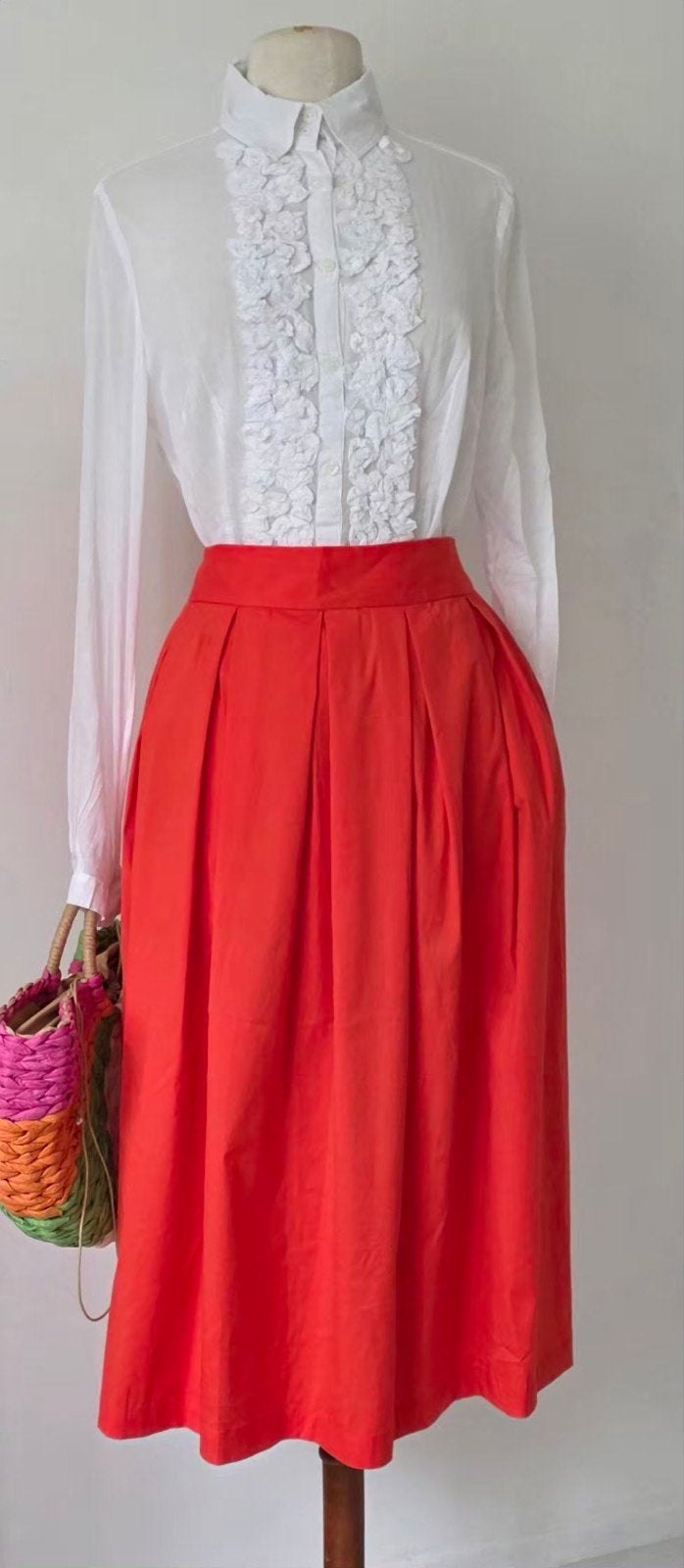 Pauw 0039Italy katoenen midirok 40/42, Kleding | Dames, Verzenden, Oranje, Onder de knie, Pauw 0039 italy